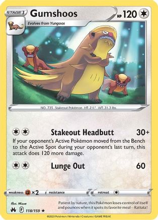 Gumshoos 118/159 - SWSH Crown Zenith Reverse Holofoil