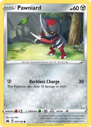 Pawniard (91) 91/159 - SWSH Crown Zenith Reverse Holofoil