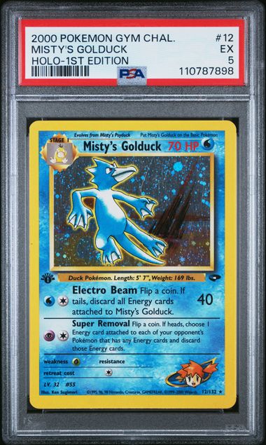 PSA 5 2000 POKEMON GYM CHALLENGE #12 MISTY'S GOLDUCK HOLO-1ST EDITION