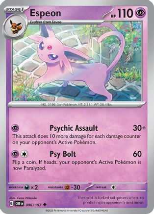 Espeon 86 - SV03 Obsidian Flames Reverse Holofoil