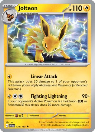 Jolteon 135 - SV Scarlet and Violet 151 Reverse Holofoil