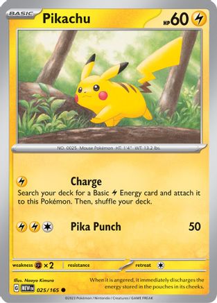 Pikachu - 025/165 25 - SV Scarlet and Violet 151 Reverse Holofoil