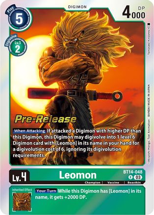 Leomon (BT14-048) - Blast Ace Pre-Release Cards Foil
