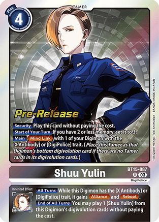 Shuu Yulin (BT15-087) - Exceed Apocalypse Pre-Release Cards Foil