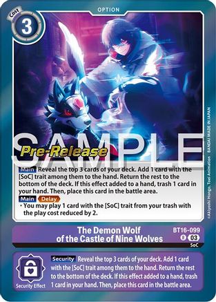 The Demon Wolf of the Castle of Nine Wolves (BT16-099) - Beginning Observer Pre-Release Cards Foil