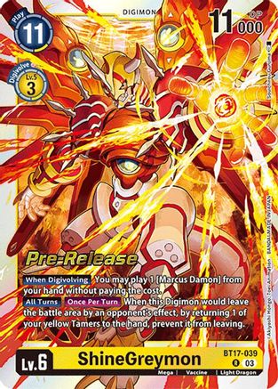 ShineGreymon (BT17-039) - Secret Crisis Pre-Release Cards Foil