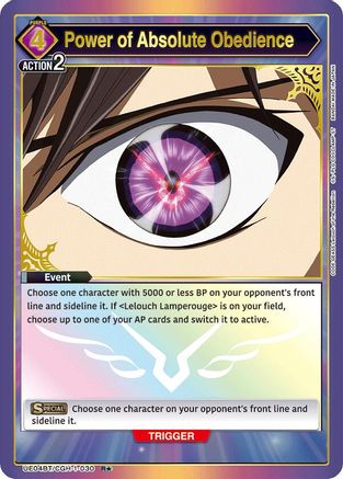 Power of Absolute Obedience (R*) (UE04BT/CGH-1-030) - Code Geass Lelouch of the Rebellion Foil