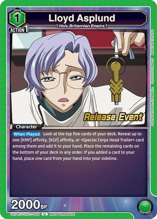 Lloyd Asplund (UEPR/CGH-1-048) - Code Geass Lelouch of the Rebellion Release Event Cards