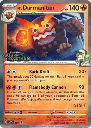 N's Darmanitan - 181 (Prerelease) [Staff] 181 - SV Scarlet & Violet Promo Cards Holofoil