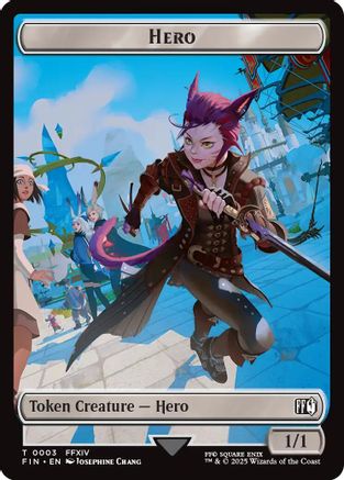 Hero (0003) // Wizard (0014) Double-Sided Token (FIN-3 // 14) [FINAL FANTASY] Foil