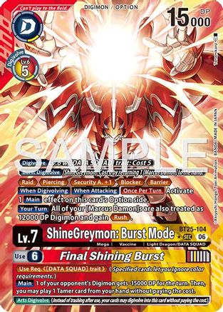 ShineGreymon: Burst Mode // Final Shining Burst (Alternate Art) (BT25-104) - Dual Revolution Foil