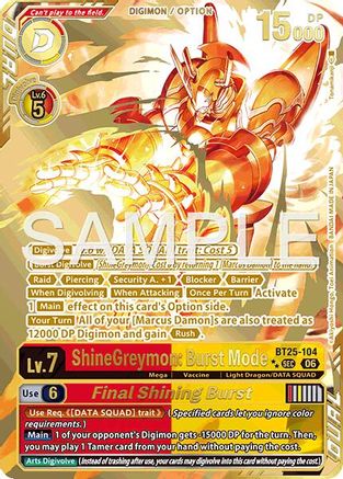 ShineGreymon: Burst Mode // Final Shining Burst (Rare Pull) (BT25-104) - Dual Revolution Foil
