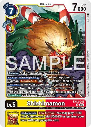 Shishimamon (EX12-046) - Digital World Shambala Foil