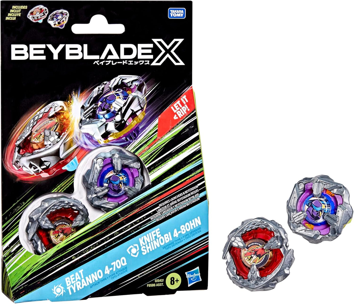 (Hasbro) Beyblade X Beat Tyranno 4-70Q & Knife Shinobi 4-80HN Dual Pack Set