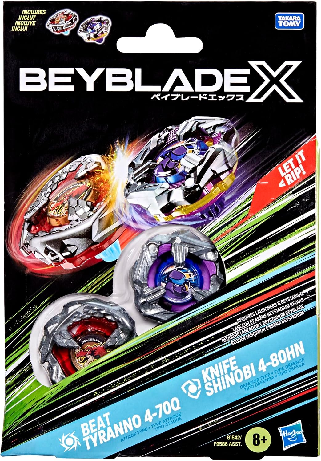 (Hasbro) Beyblade X Beat Tyranno 4-70Q & Knife Shinobi 4-80HN Dual Pack Set