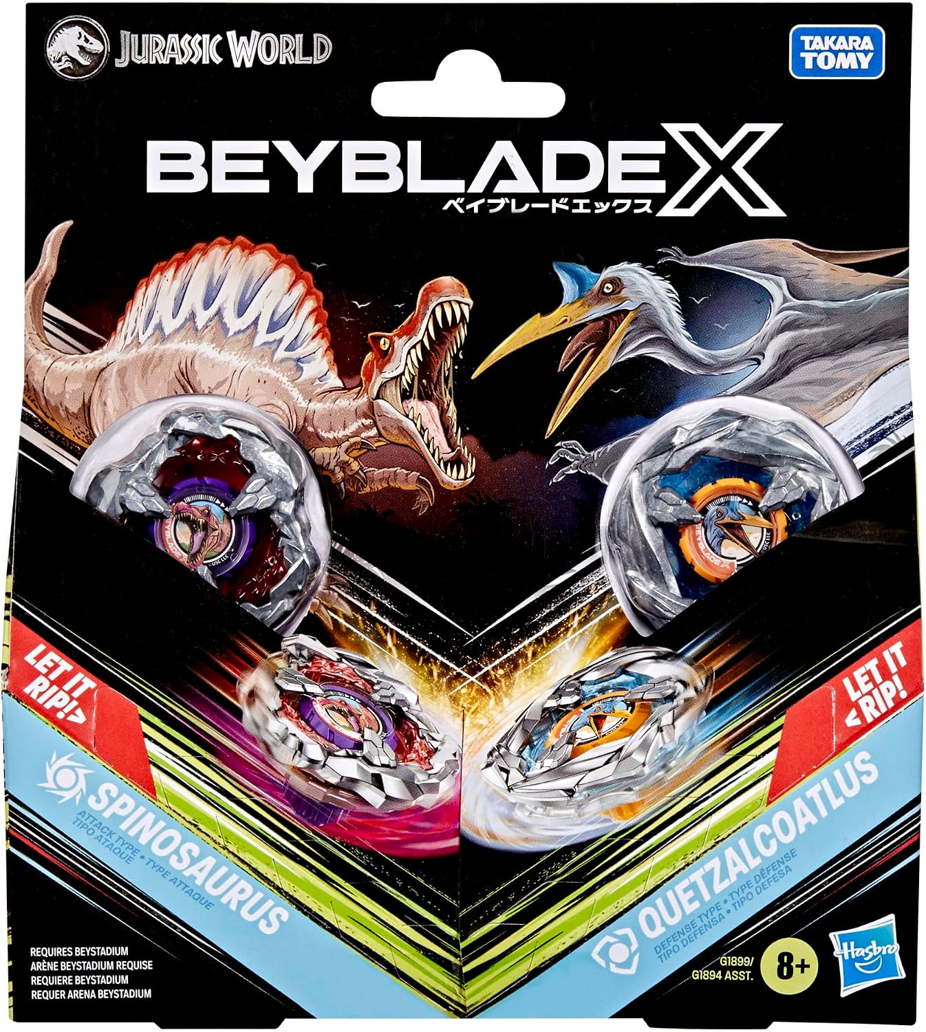 (Hasbro) Beyblade X Jurassic World Collab Spinosaurus vs. Quetzalcoatlus Multipack Set