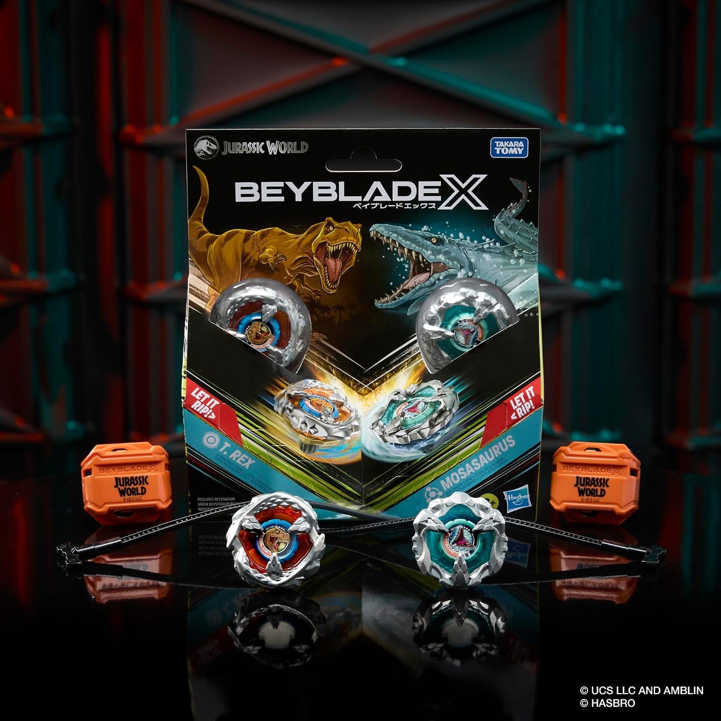 (Hasbro) Beyblade X Jurassic World Collab T. Rex vs. Mosasaurus Multipack Set