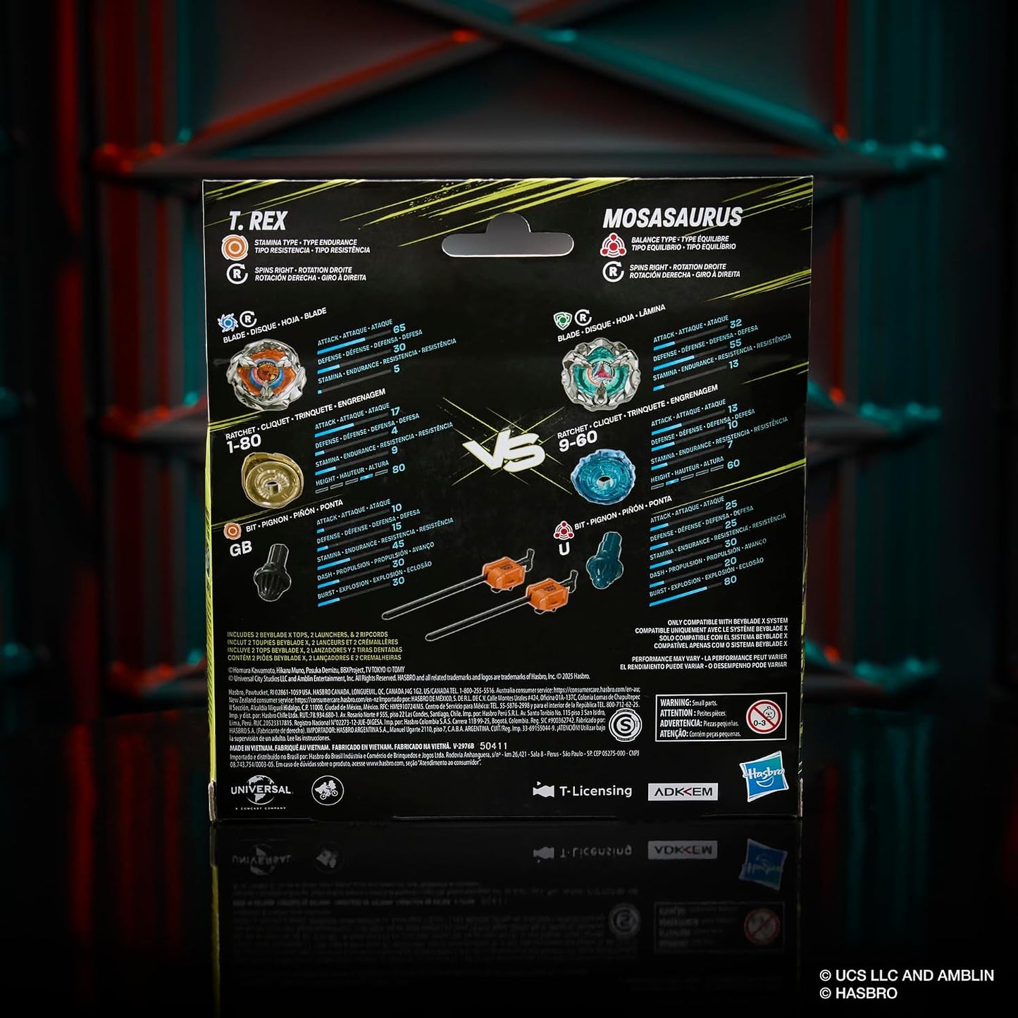 (Hasbro) Beyblade X Jurassic World Collab T. Rex vs. Mosasaurus Multipack Set