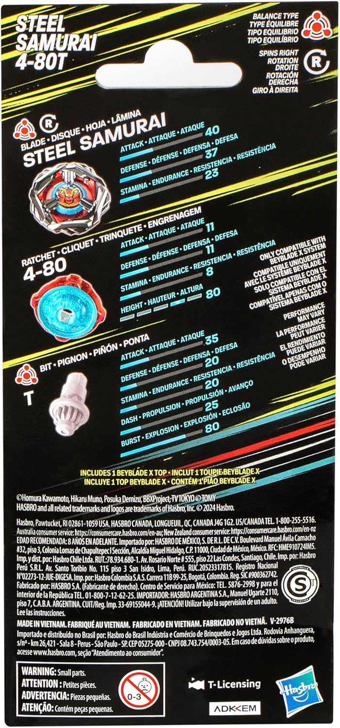 (Hasbro) Beyblade X - Steel Samurai 4-80T