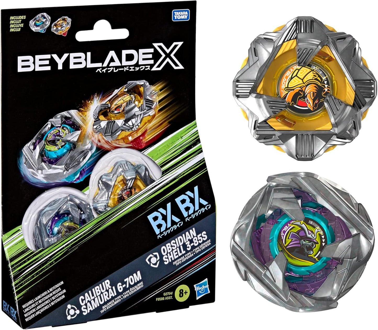 (Hasbro) Beyblade X Calibur Samurai 6-70M & Obsidian Shell 3-85S