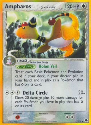 Ampharos (Delta Species)/101 - Dragon Frontiers Reverse Holofoil
