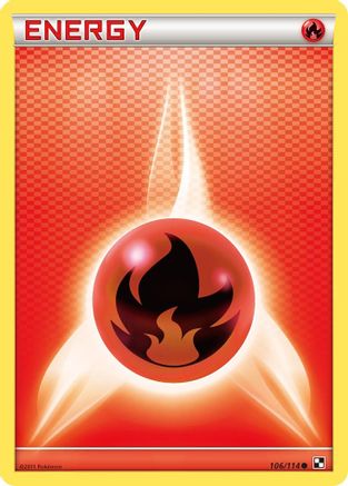 Fire Energy/114 - Black and White Reverse Holofoil