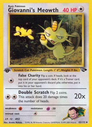 Giovanni's Meowth (43) 43/132 - Gym Challenge 1st Edition
