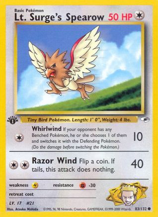 Lt. Surge's Spearow (83) 83/132 - Gym Heroes Unlimited