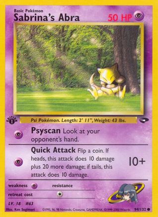 Sabrina's Abra (94) 94/132 - Gym Challenge 1st Edition
