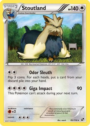 Stoutland/114 - Black and White Reverse Holofoil