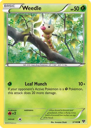 Weedle 3/146 - XY Base Set Reverse Holofoil