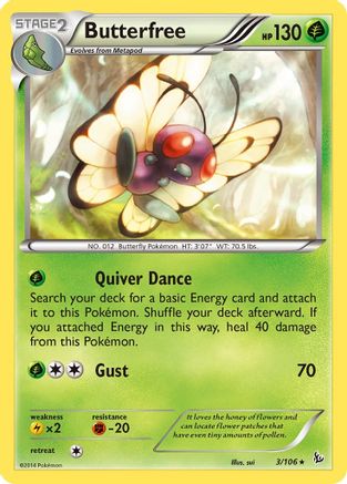 Butterfree 3/106 - XY  Flashfire Reverse Holofoil