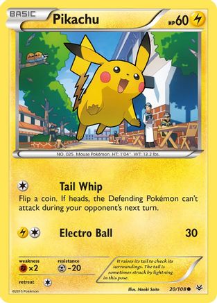 Pikachu 20/108 - XY  Roaring Skies Reverse Holofoil