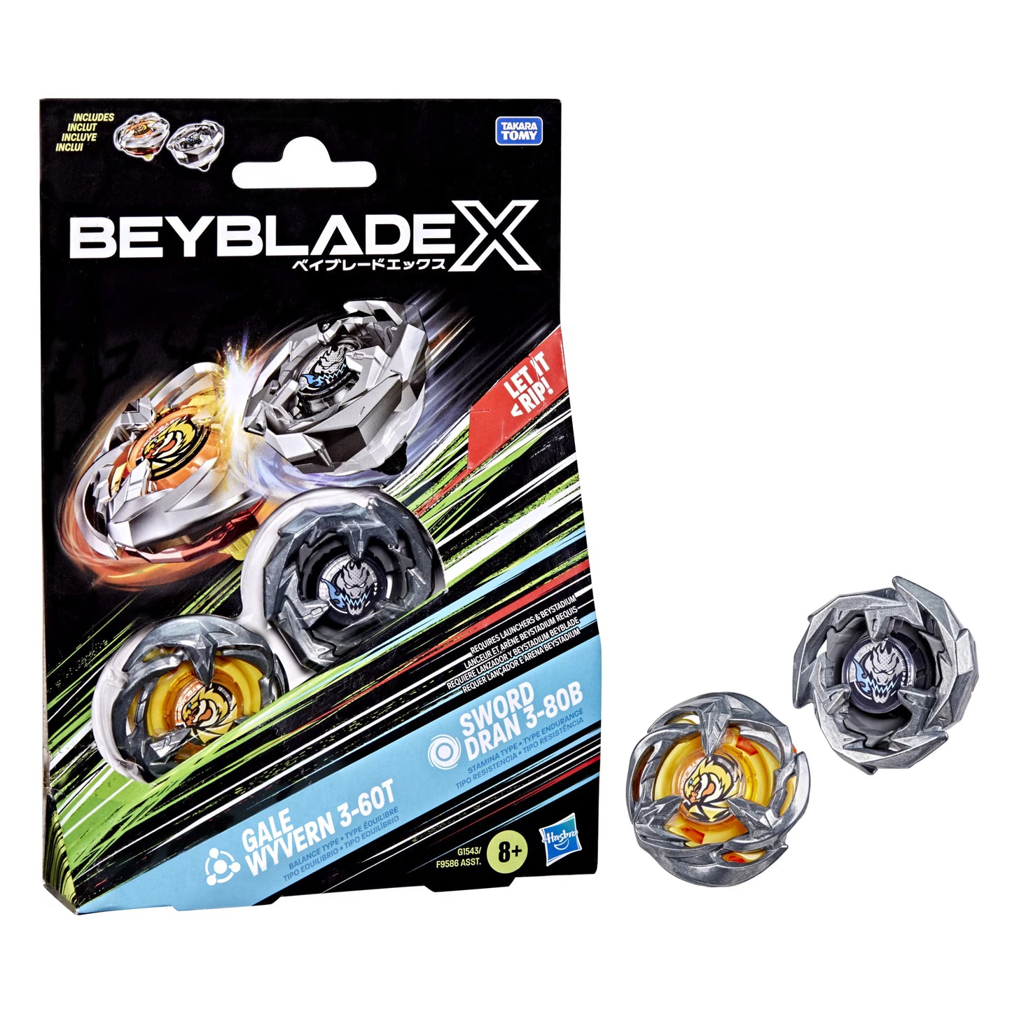 (Hasbro) Beyblade X Dual Pack Gale Wyvern 3-60T and Sword Dran 3-80B