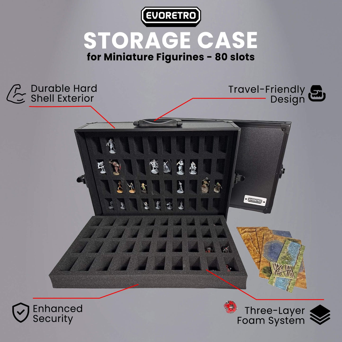 80-Slot EVORETRO Miniature Storage Case with Customizable Foam