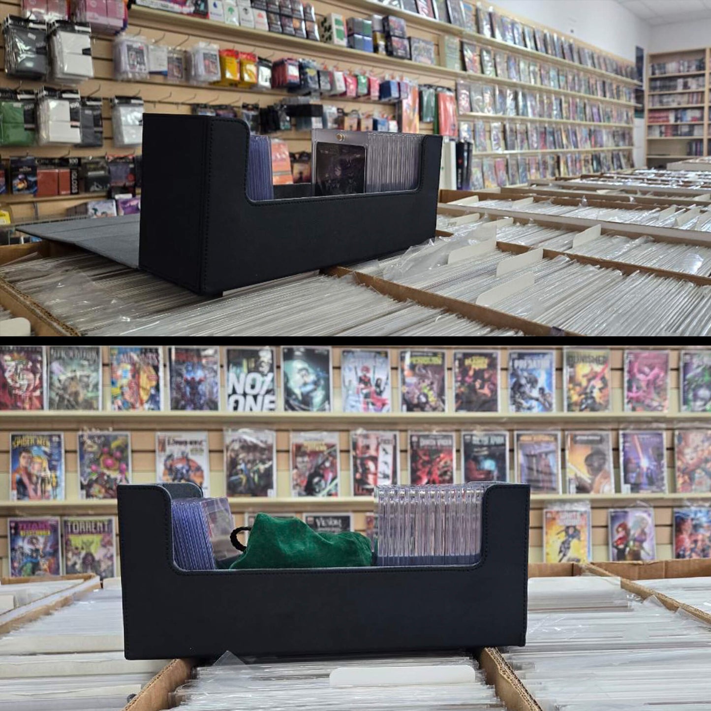 EVORETRO Magnetic Card Holder - 180+ Toploaders or 500+ Trading Cards | Black/Grey