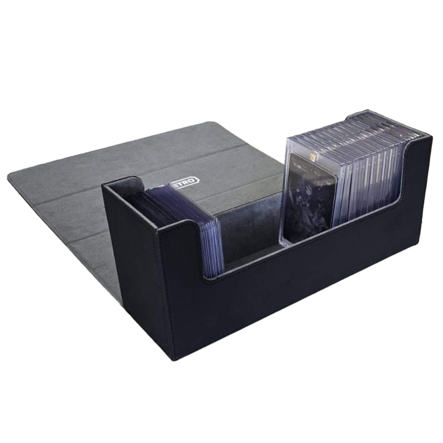 EVORETRO Magnetic Card Holder - 180+ Toploaders or 500+ Trading Cards | Black/Grey