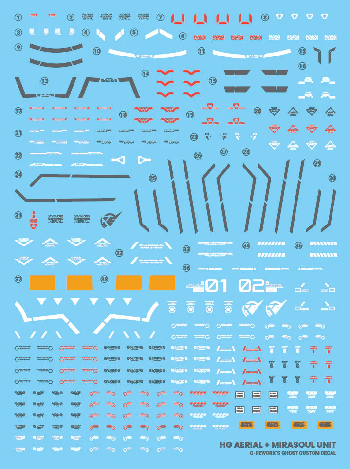 G-Rework Decal - HG With From Mercury Gundam Aerial + Mirasoul Unit Use