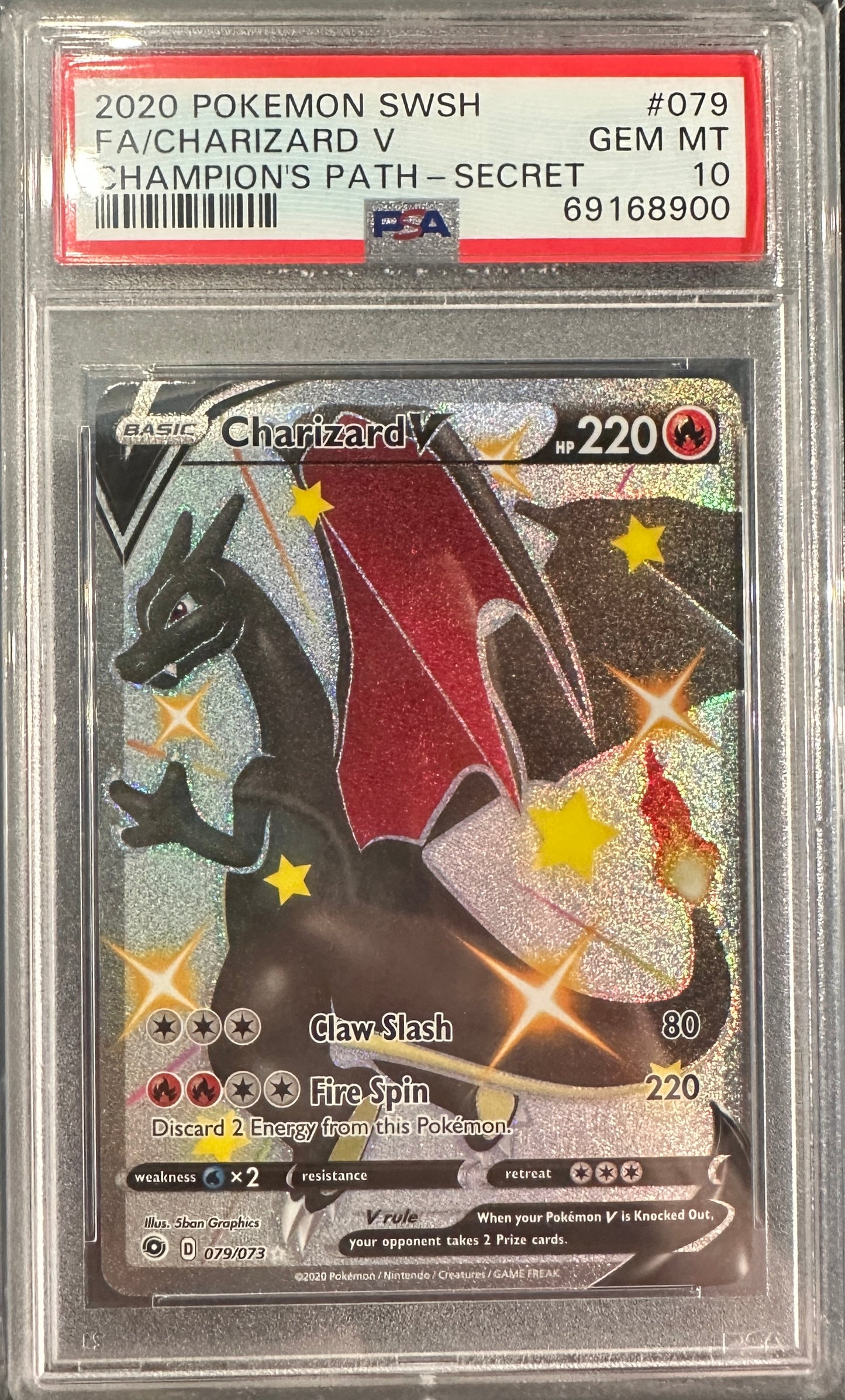PSA 10 2020 POKEMON SWORD & SHIELD CHAMPION'S PATH | SECRET#079 FULL ART/CHARIZARD V