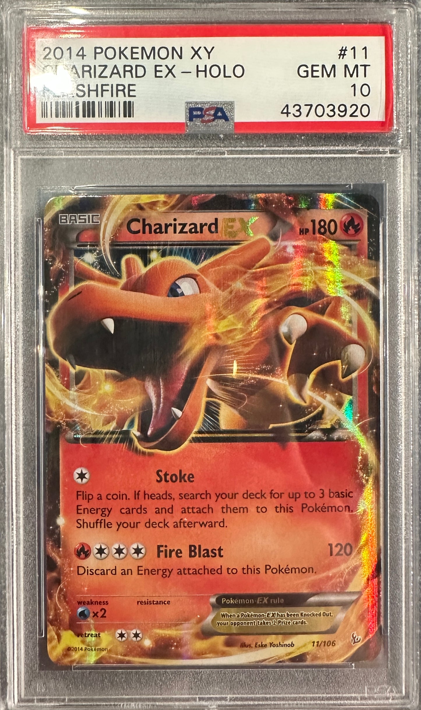 PSA 10 2014 POKEMON XY FLASHFIRE#11 CHARIZARD EX
