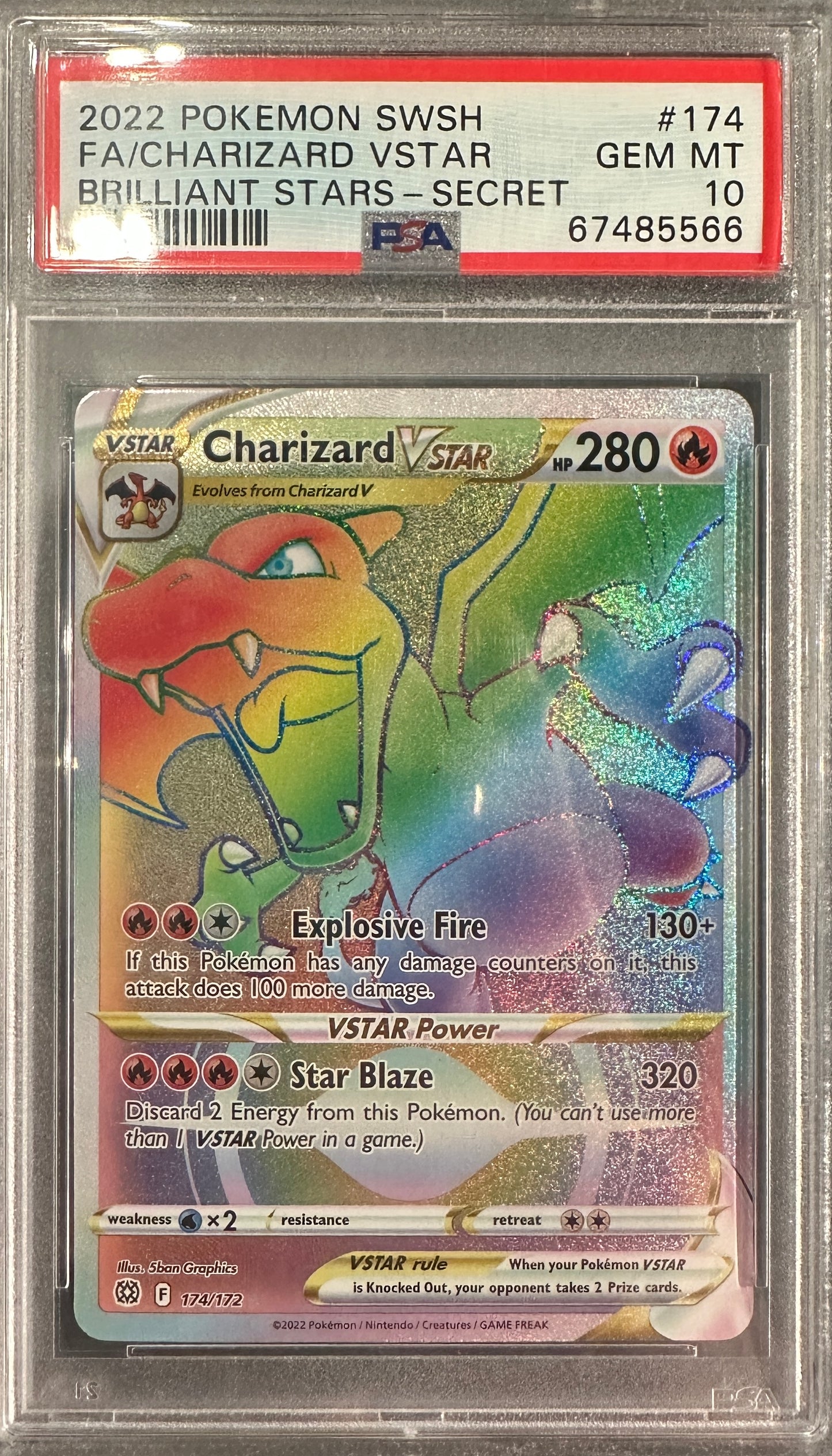 PSA 10 2022 POKEMON SWORD & SHIELD BRILLIANT STARS | SECRET#174 FULL ART/CHARIZARD VSTAR