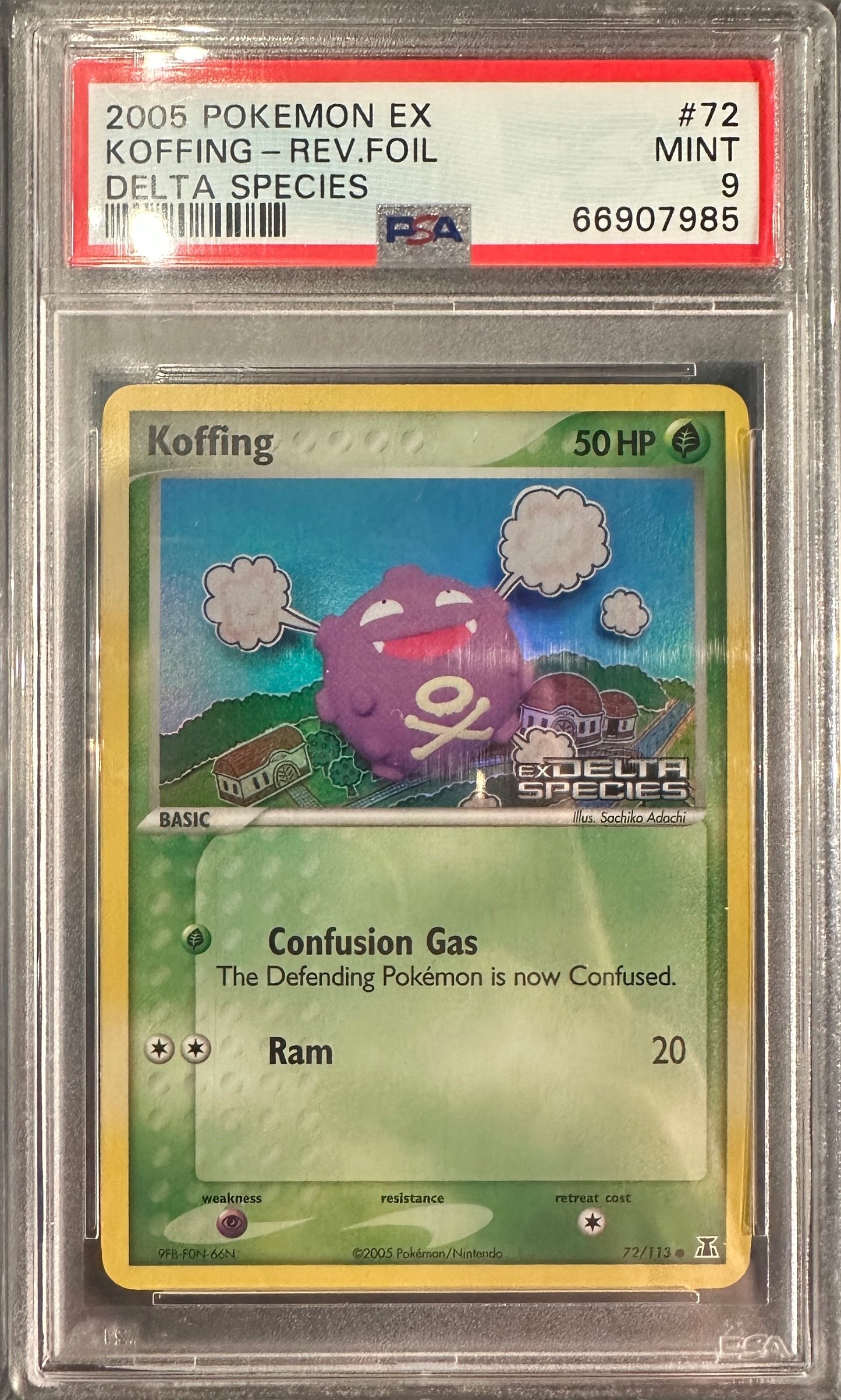 PSA 9 2005 POKEMON EX DELTA SPECIES#72 KOFFING-REVERSE FOIL
