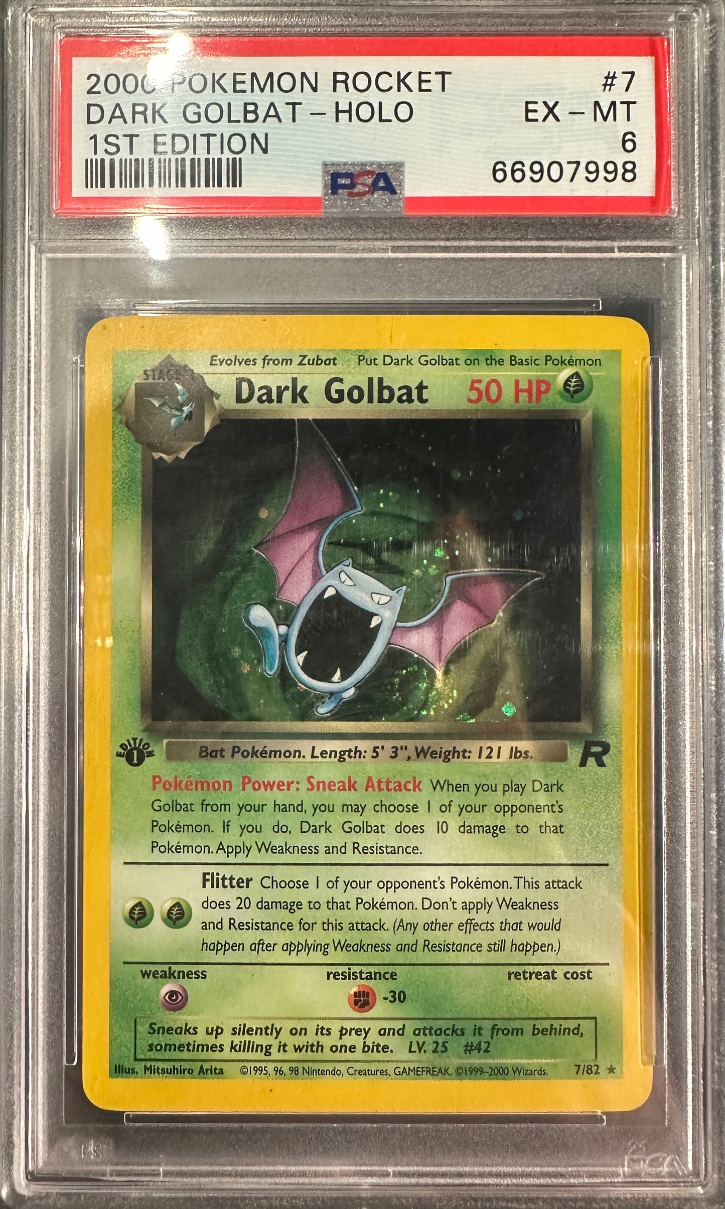 PSA 6 2000 POKEMON ROCKET | 1ST EDITION#7 DARK GOLBAT-HOLO