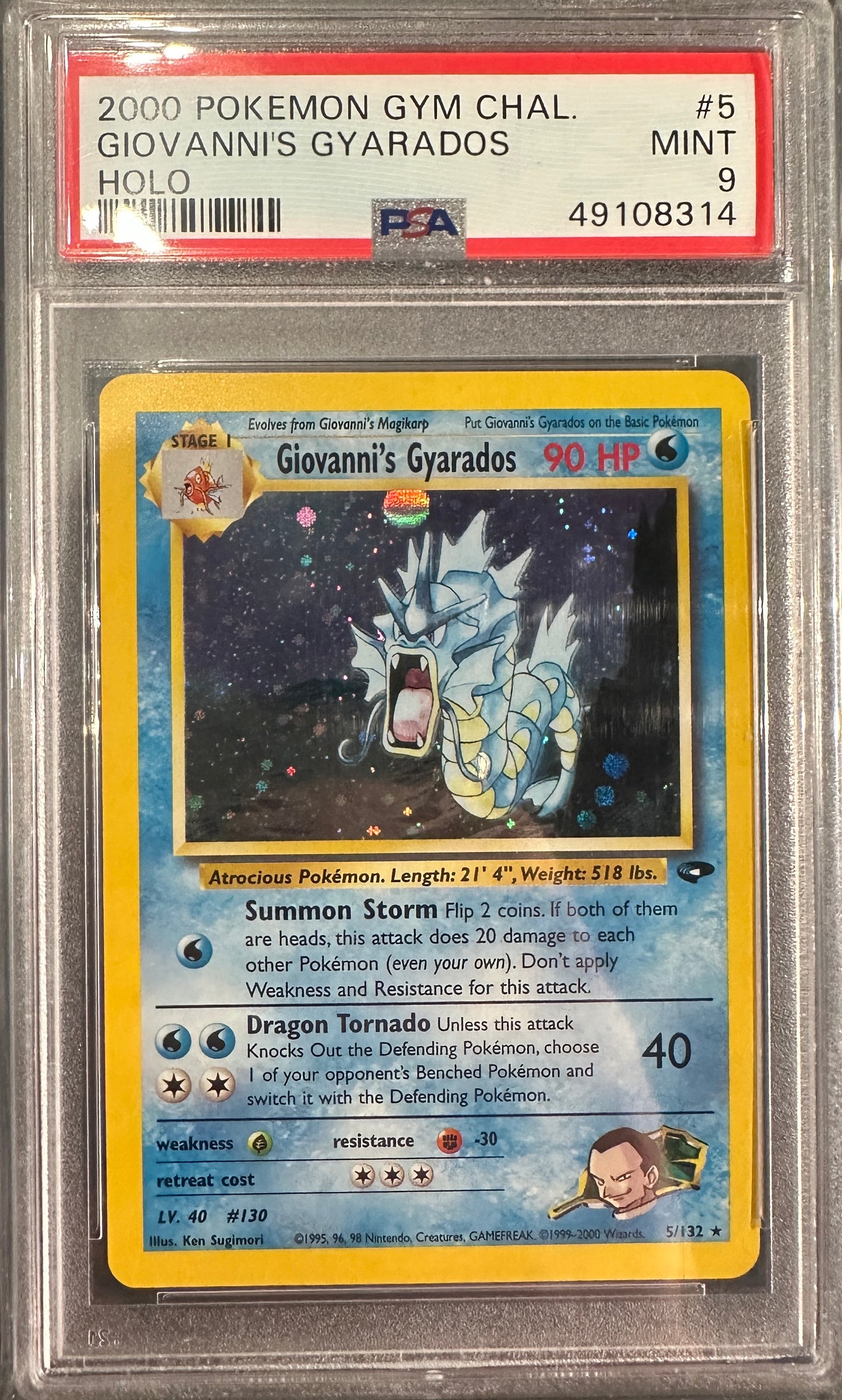 PSA 9 2000 POKEMON GYM CHALLENGE | HOLO#5 GIOVANNI'S GYARADOS
