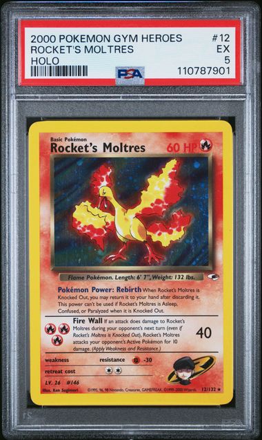 PSA 5 2000 POKEMON GYM HEROES #12 ROCKET'S MOLTRES HOLO