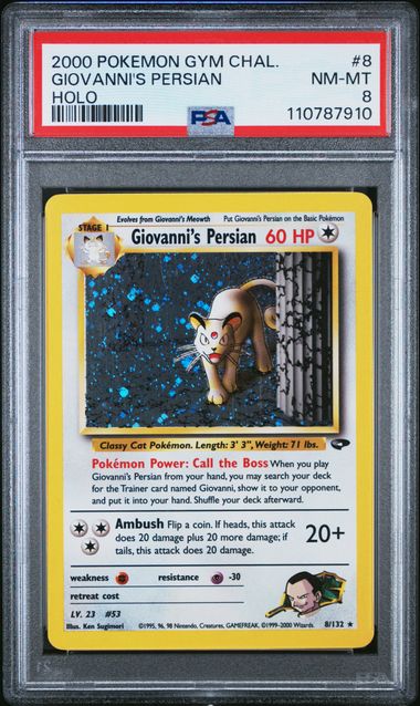 PSA 8 2000 POKEMON GYM CHALLENGE #8 GIOVANNI'S PERSIAN HOLO