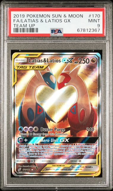 PSA 9 2019 POKEMON SUN & MOON TEAM UP #170 FA/LATIAS & LATIOS GX TEAM UP