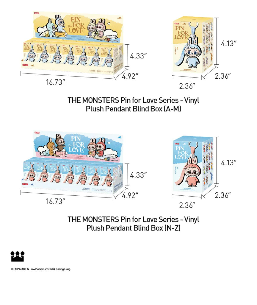 Labubu - The Monsters Pin for Love Series (A-M) Vinyl Plush Pendant Blind Box (1 Random Box)