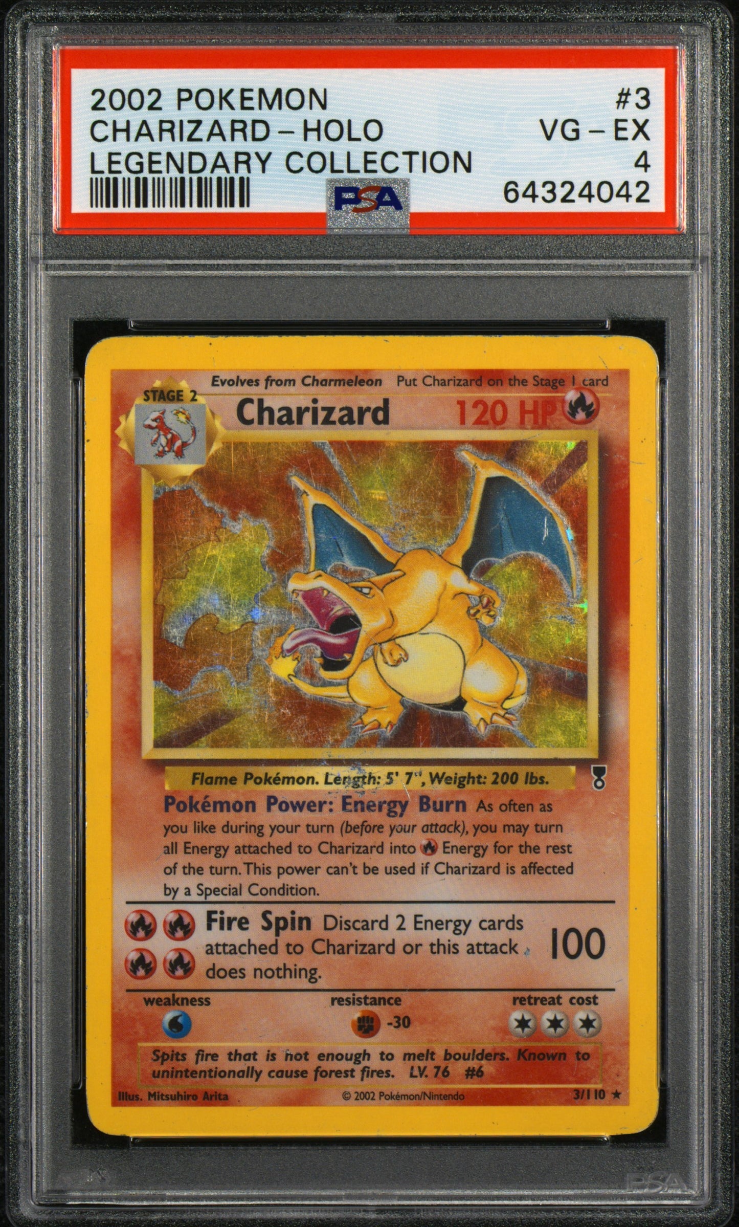 PSA 4 2002 POKEMON LEGENDARY COLLECTION #3 CHARIZARD-HOLO