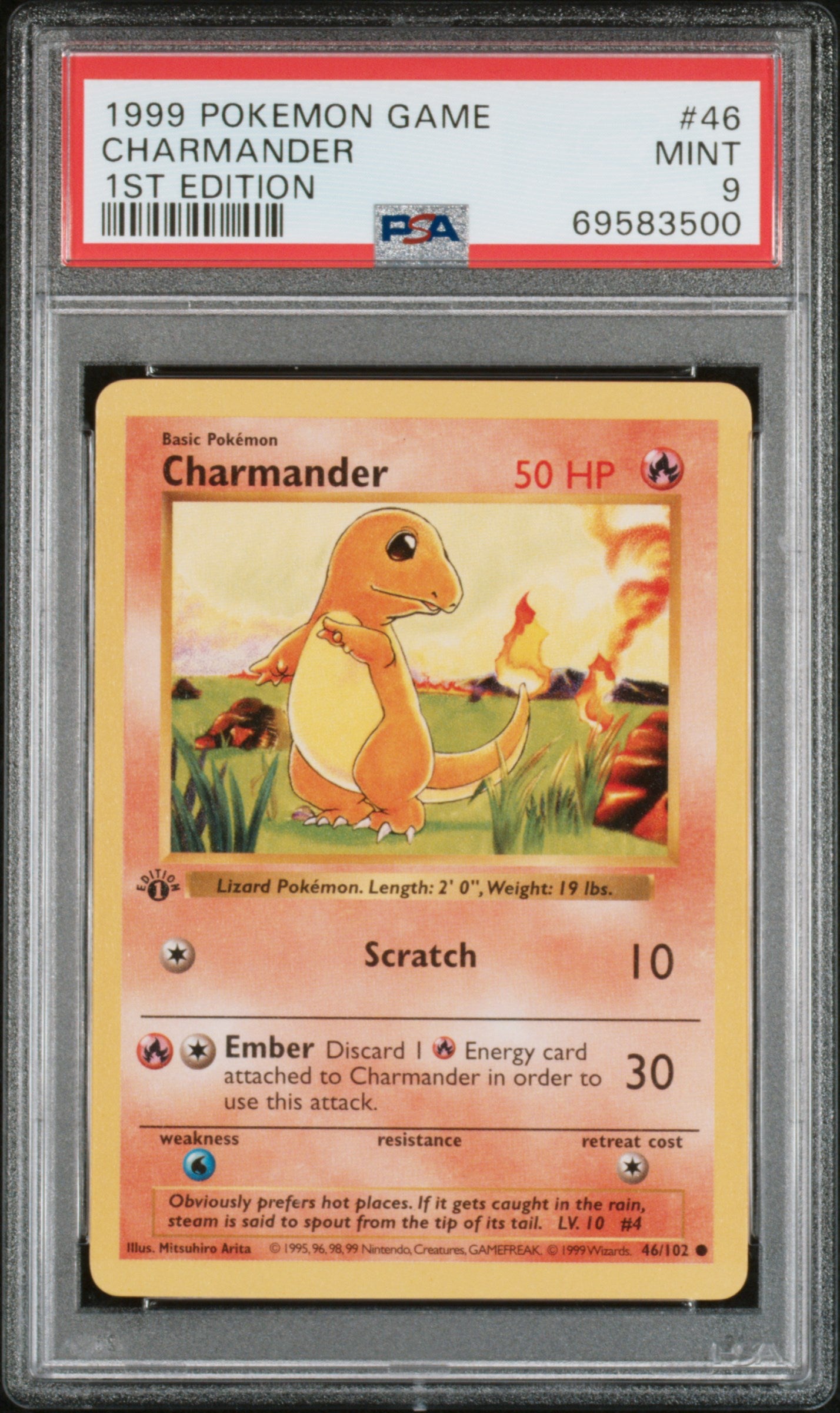 PSA 9 1999 POKEMON GAME | 1ST EDITION#46 CHARMANDER